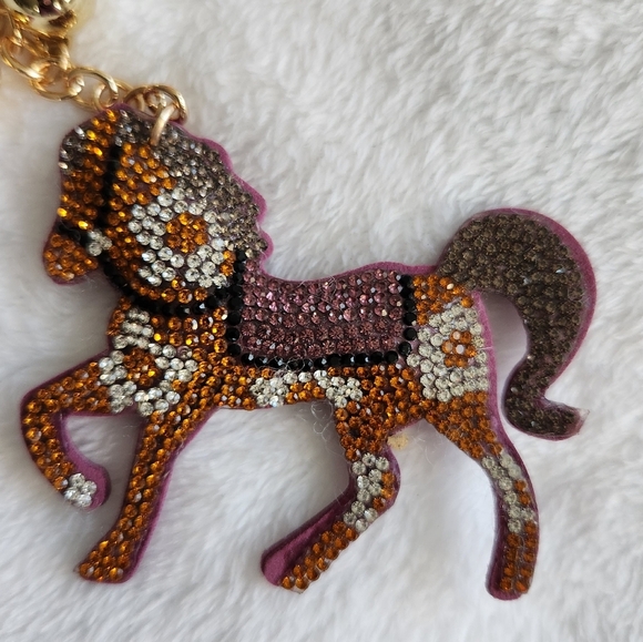 Sparkling Horse Keychain with Gold Accents - Picture 2 of 3